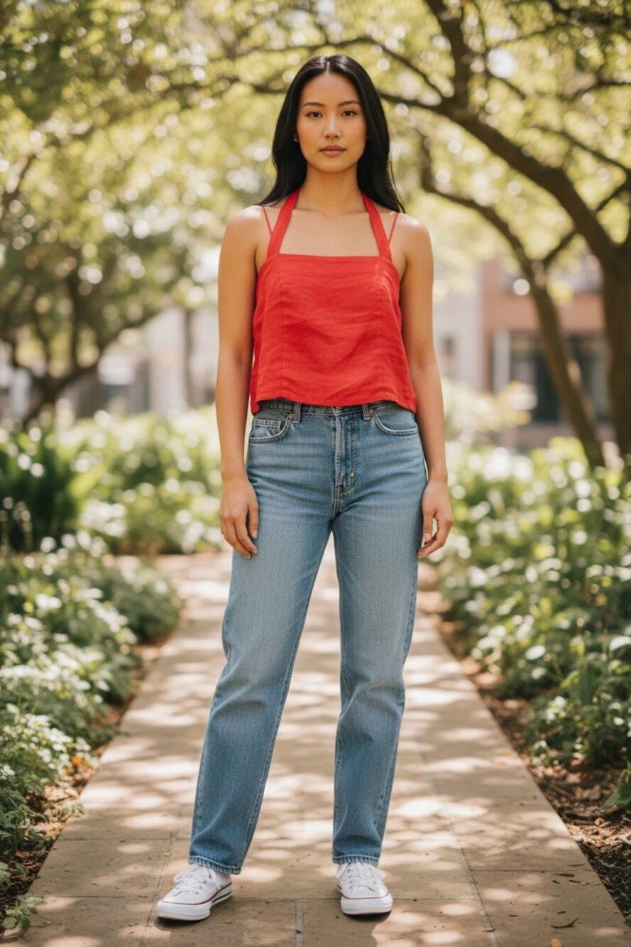 $169 New Kourt red linen halter top blouse size 2